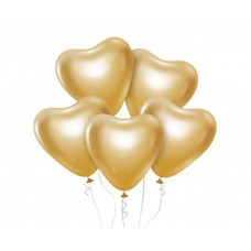 Lateksa baloni sirds formā, zelta krāsā 12" 30 cm / 6 gab.