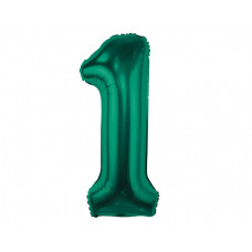 Folijas balons cipars viens 1, zaļā krāsā, 85 cm, 1 gab.