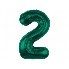 Folijas balons cipars 2 divi zaļā krāsā 85 cm, 1 gab.