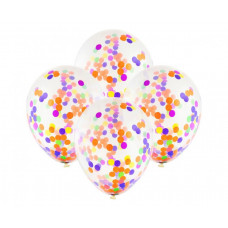 Lateksa baloni/hēlija baloni 12", 30 cm ar konfeti/ 4 gab. 