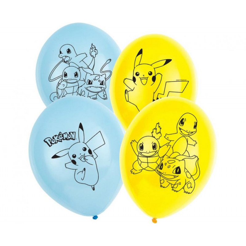 Krāsaiani Lateksa baloni ar Pokemoniem, pakā 6 gabali, 27,5 cm