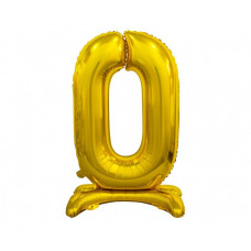 Stāvošs folijas balons zelta krāsā, cipars 0 nulle, 74 cm