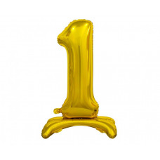 Stāvošs folijas balons, cipars 1 viens, zelta krāsā, 74 cm