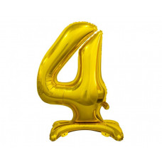 Stāvošs folijas balons cipars 4, zelts, 74 cm