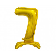 Stāvošs folijas balons, cipars septiņi 7, zelta krāsā, 74 cm