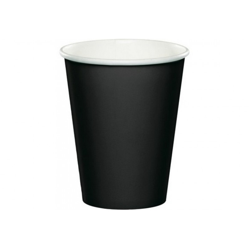 Melnas papīra glāzes 266 ml, 8 gab.
