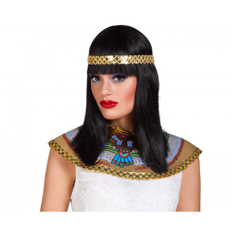 Melna matu parūka (vidēji gari mati) Kleopatra